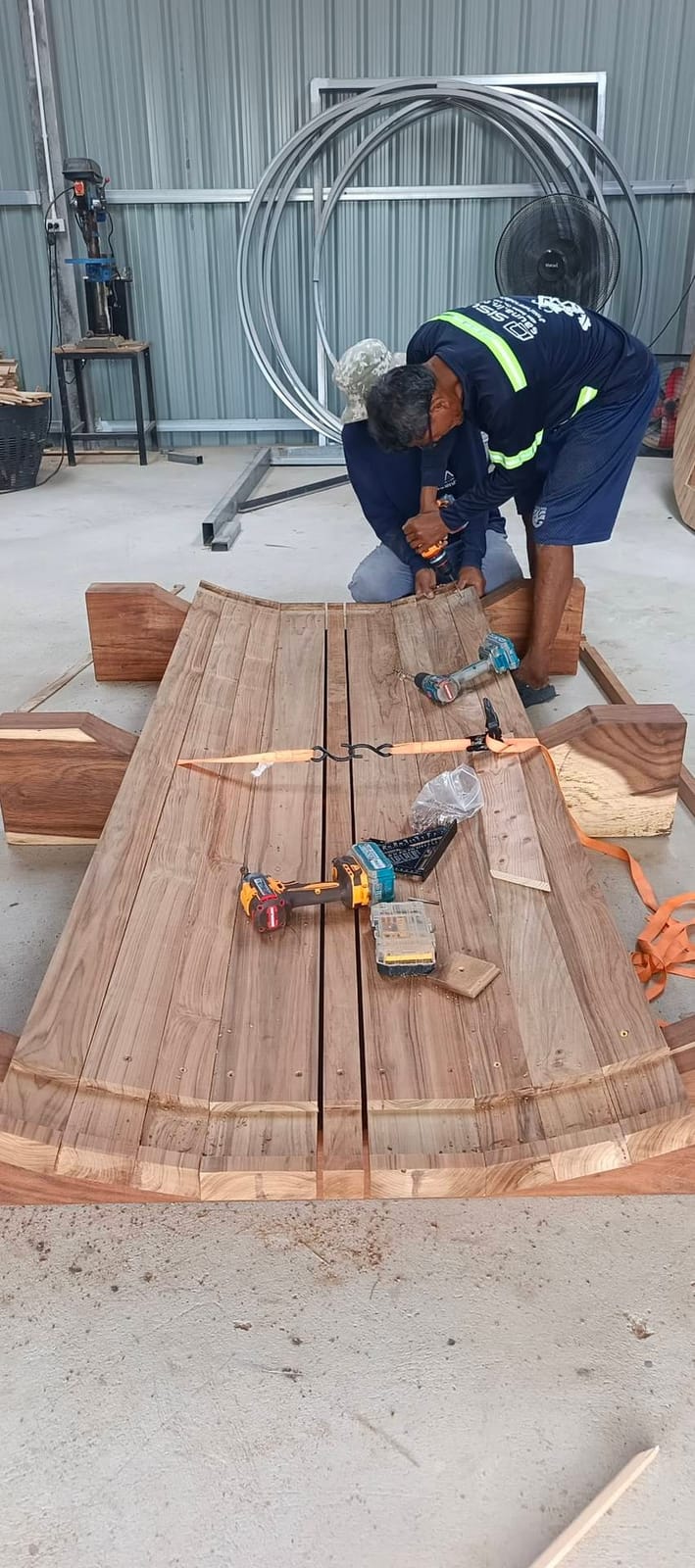 Hand-building a barrel door in the workshop