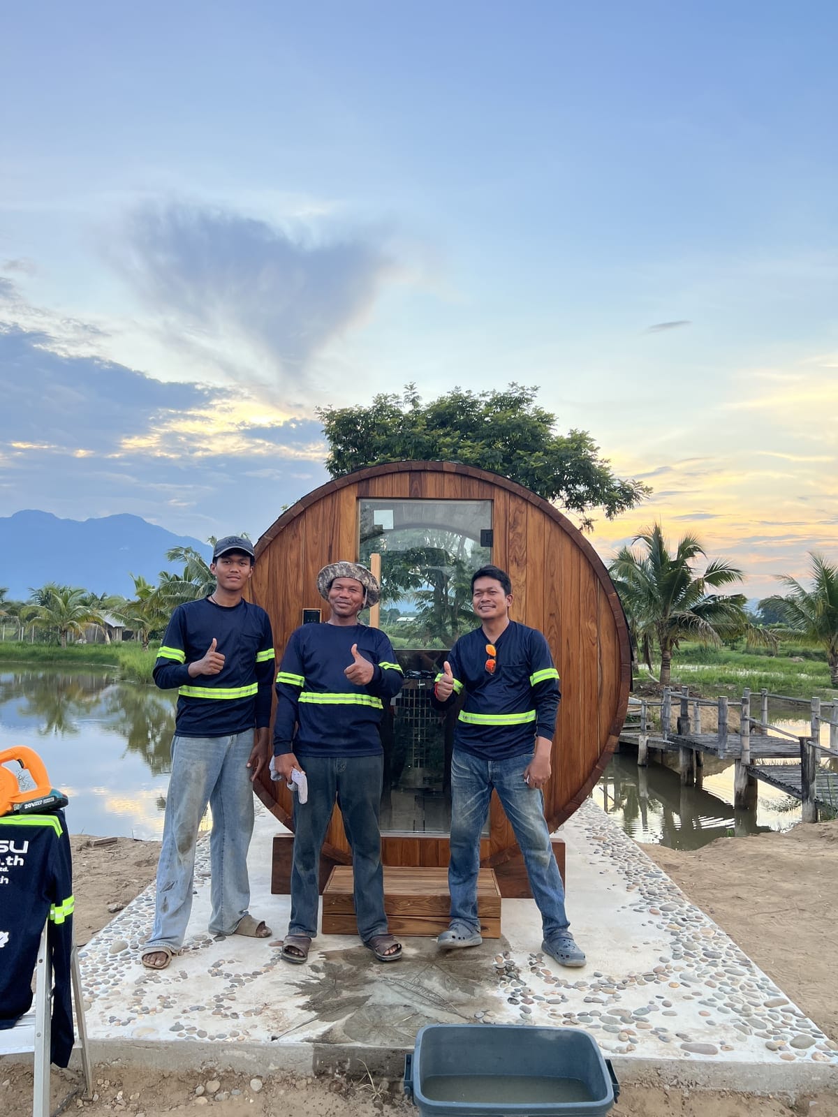 Our install crew, lakeside in Chiang Rai