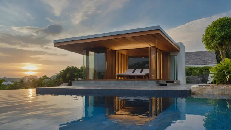 Finnish Sauna beside villa pool by Sisu Saunas