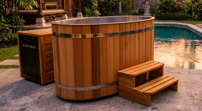 Ice Bath Pool Plunge with Electric Chiller and Stairs