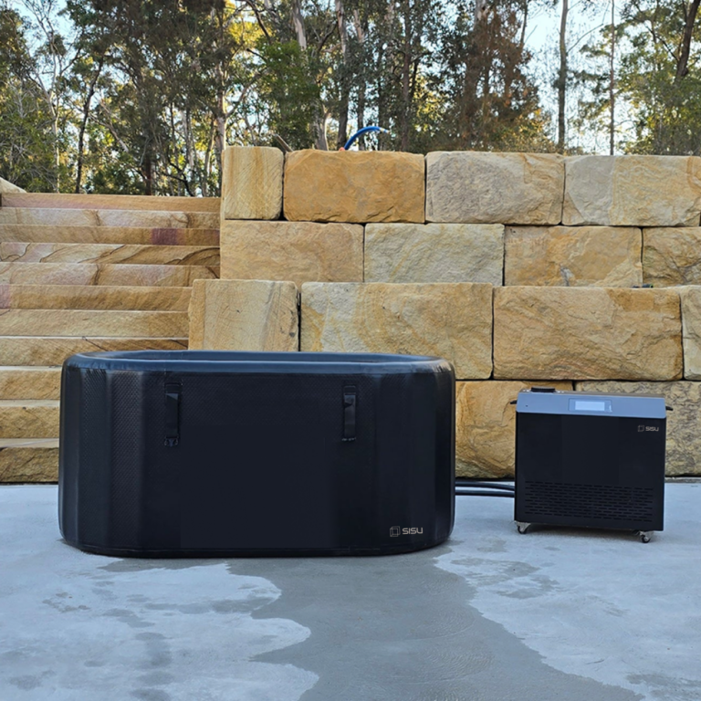 Inflatable Ice bath and chiller with rock wall