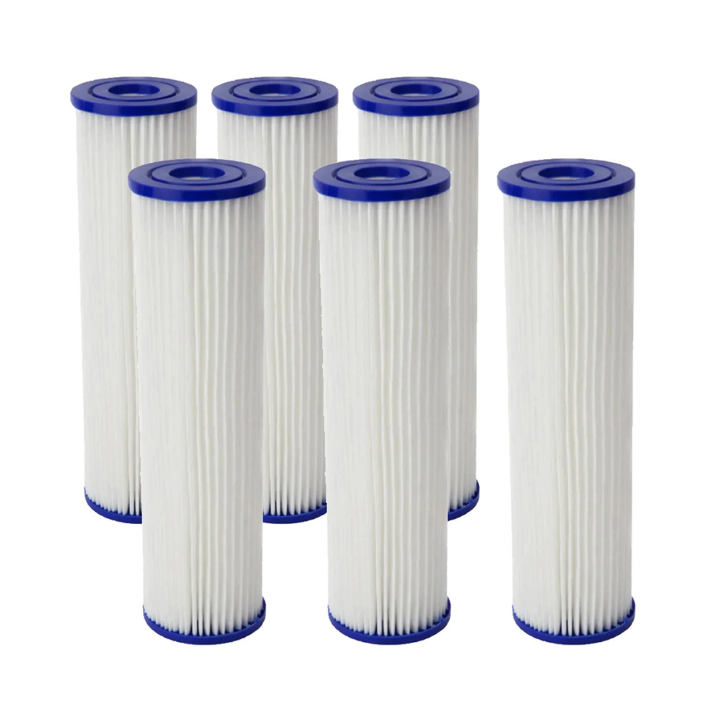 5 ice bath chiller filters with white background
