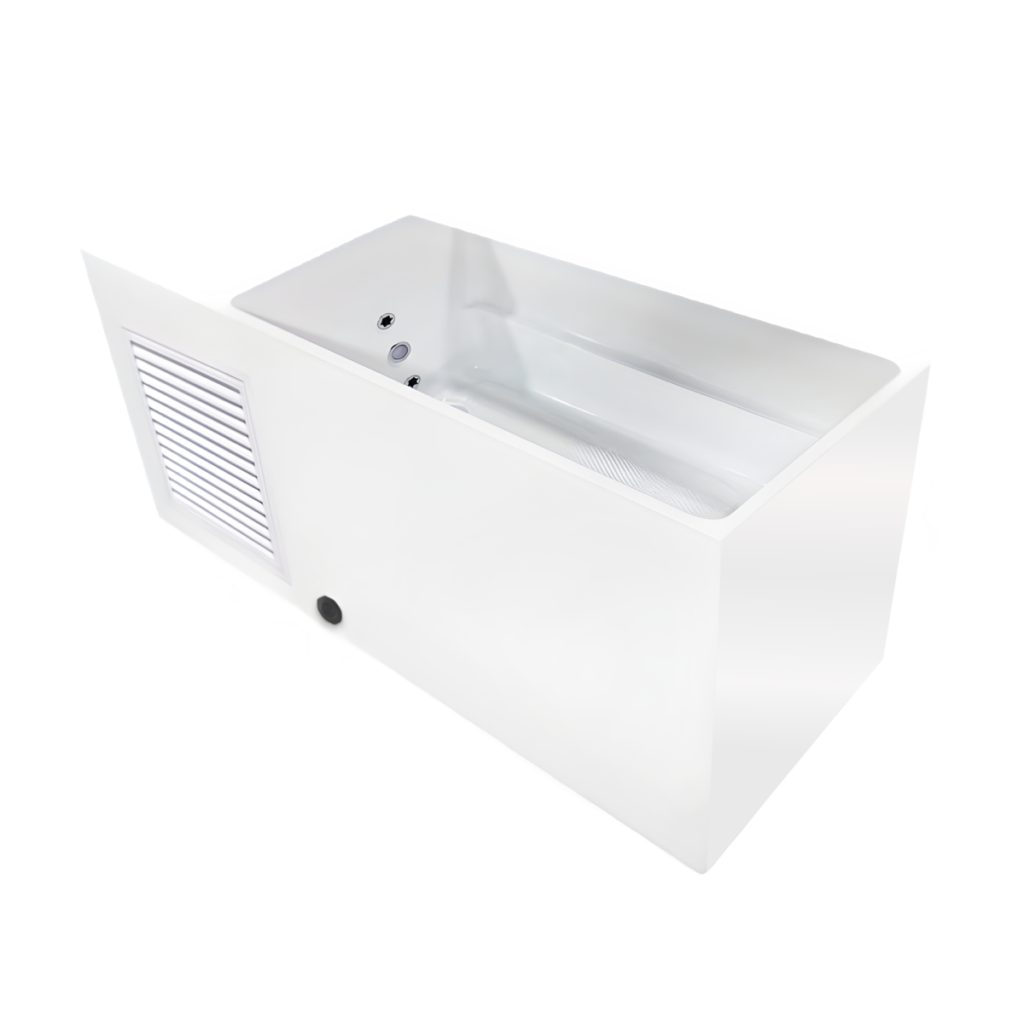 All-in-one white ice bath side view