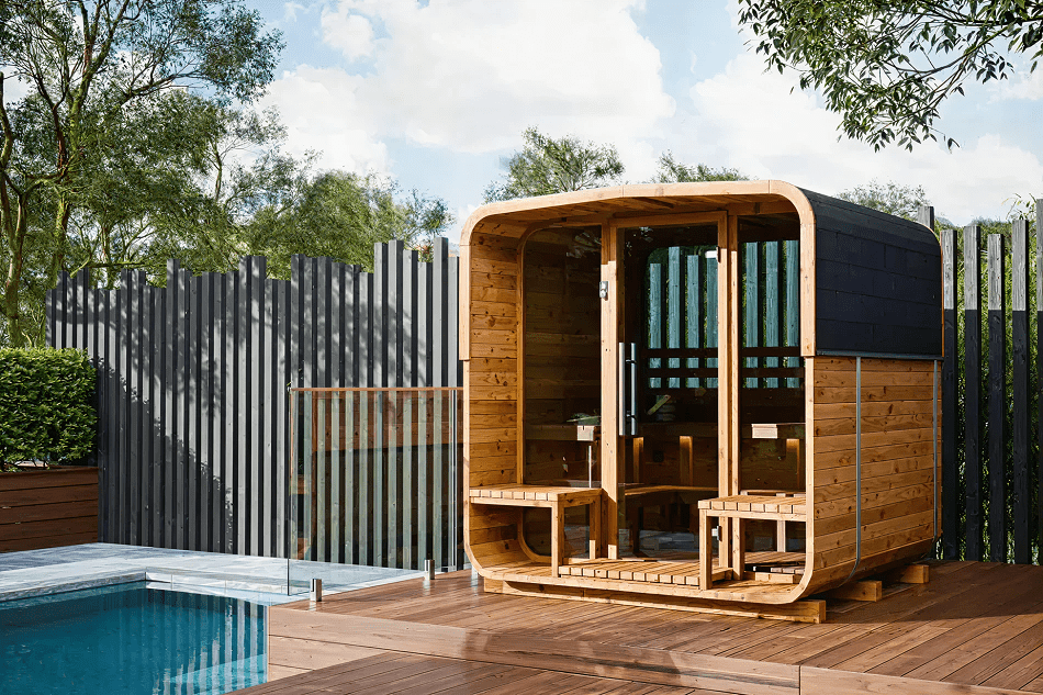 Traditional Sauna next to pool