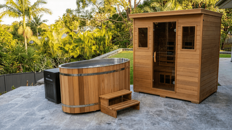 Cedar Sauna and Ice Bath in tropical Thai garden