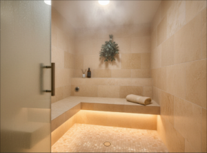 Creme Tiled Wet Steam Sauna