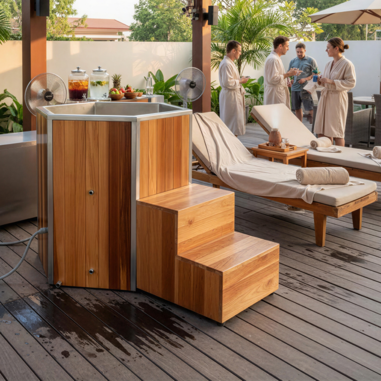 Hexagon Plunge Ice Bath | Red Cedar & Stainless Steel