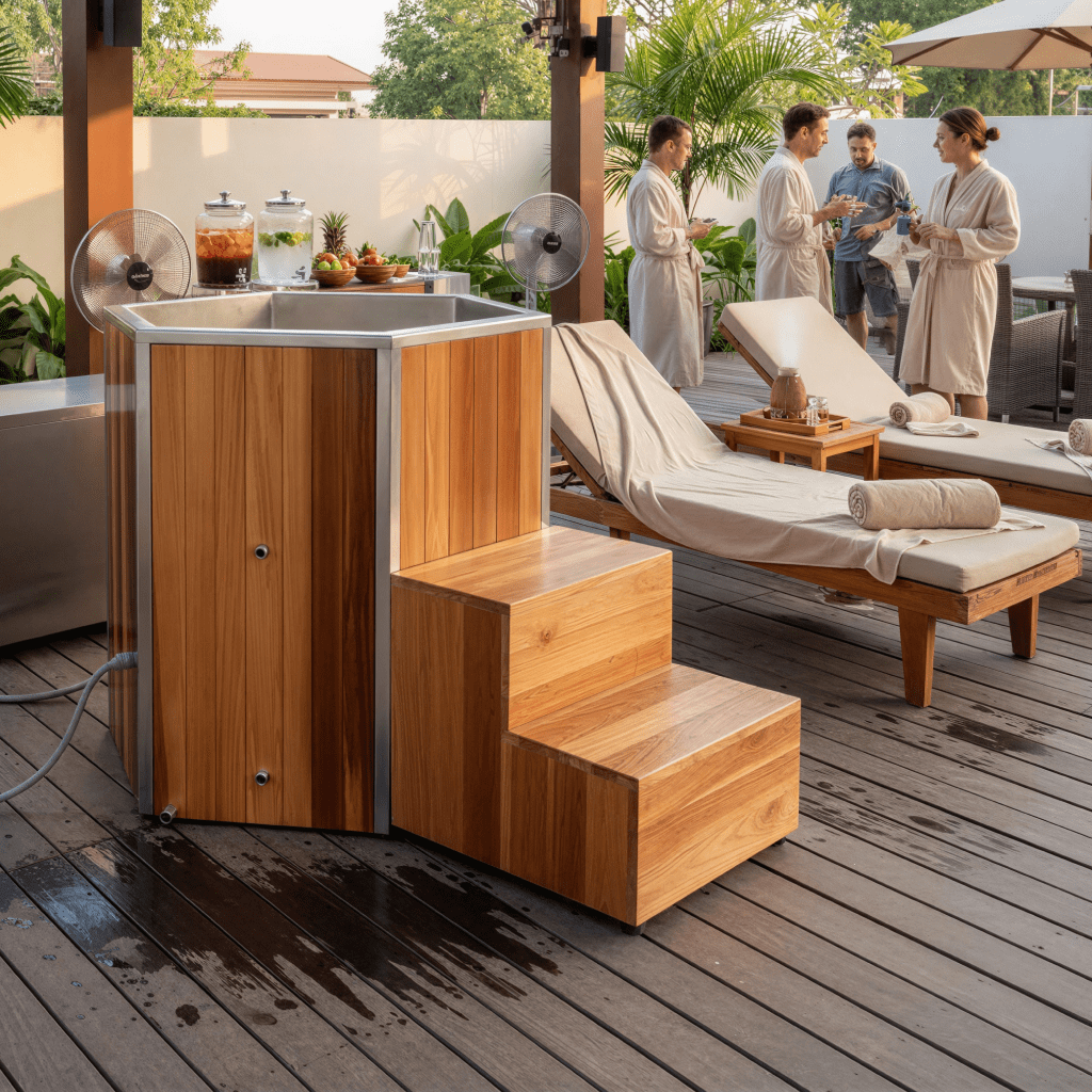 Hexagon Plunge Ice Bath | Red Cedar & Stainless Steel