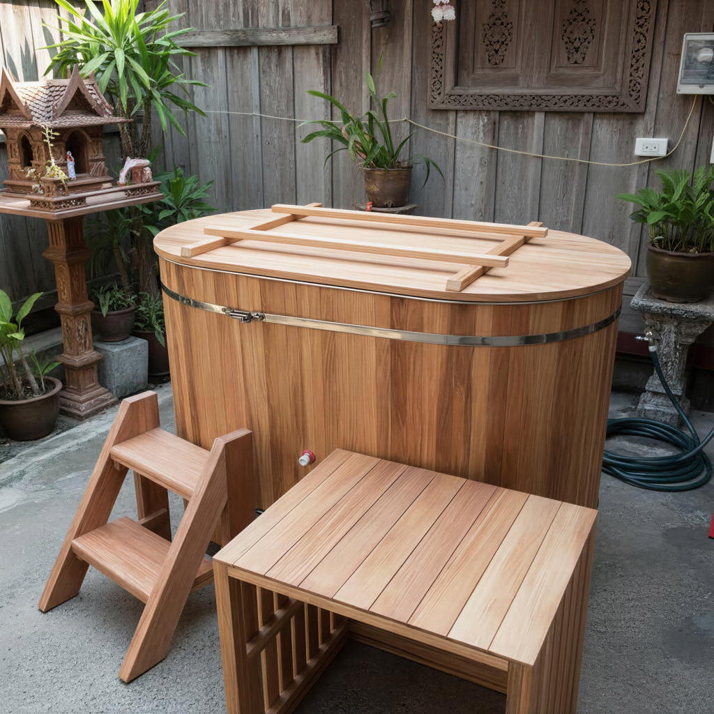 Oval Ice Bath | Red Cedar & Stainless Steel