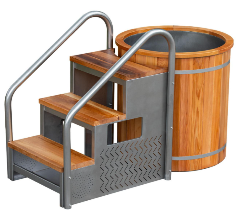 Railing Barrel Ice Bath | Red Cedar & Stainless Steel