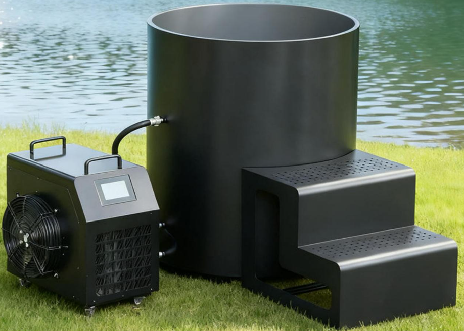 Steel Barrel Ice Bath | Black & Stainless Steel