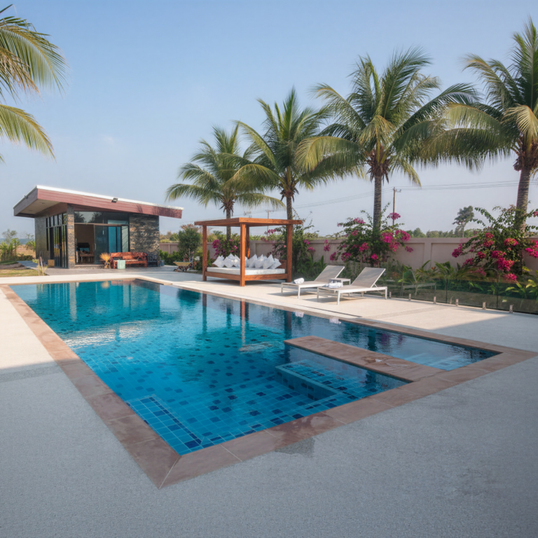 Plunge Pool in construction at luxury resort